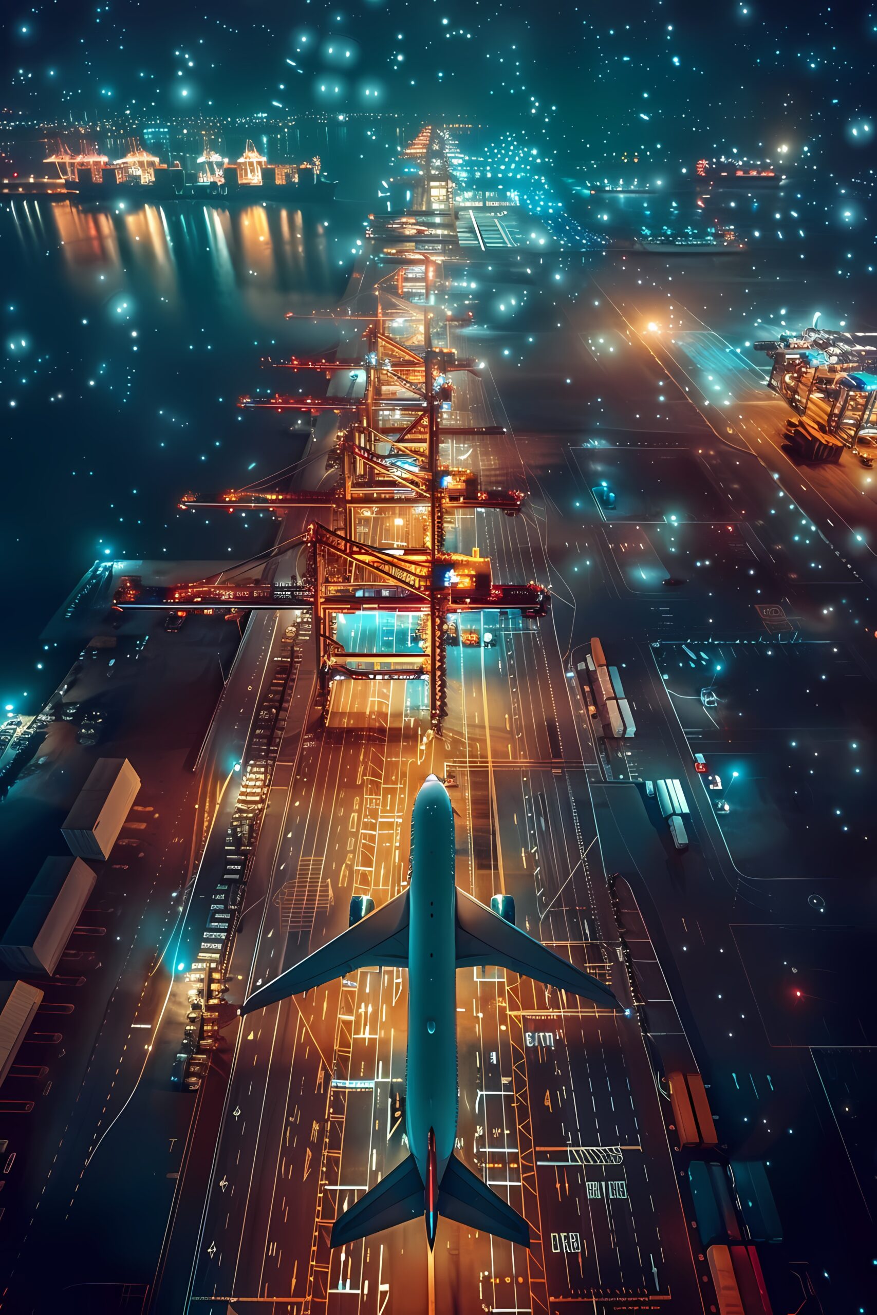 logistics means transport together with technological futuristic holograms (1)